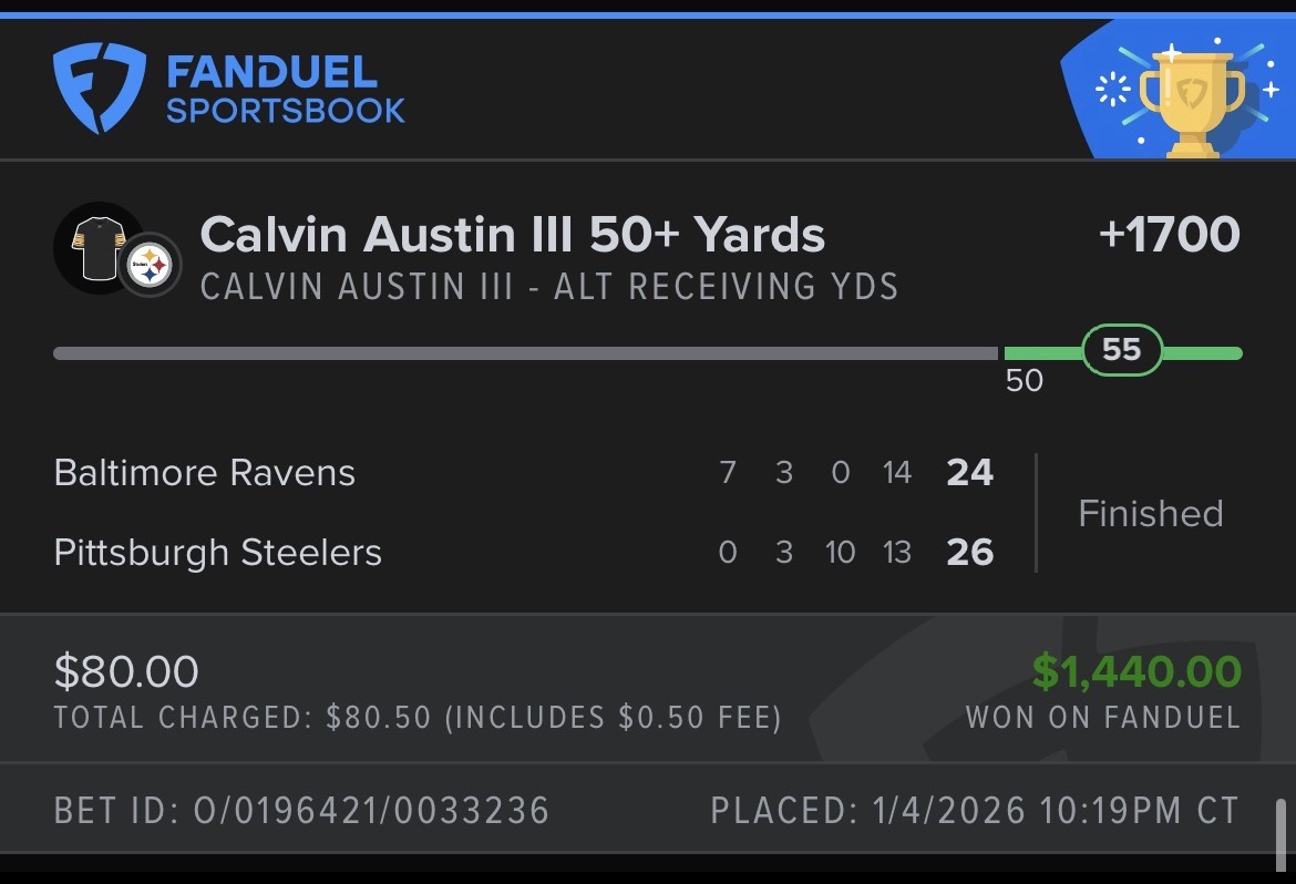 Winning alt receiving yards prop at +1700